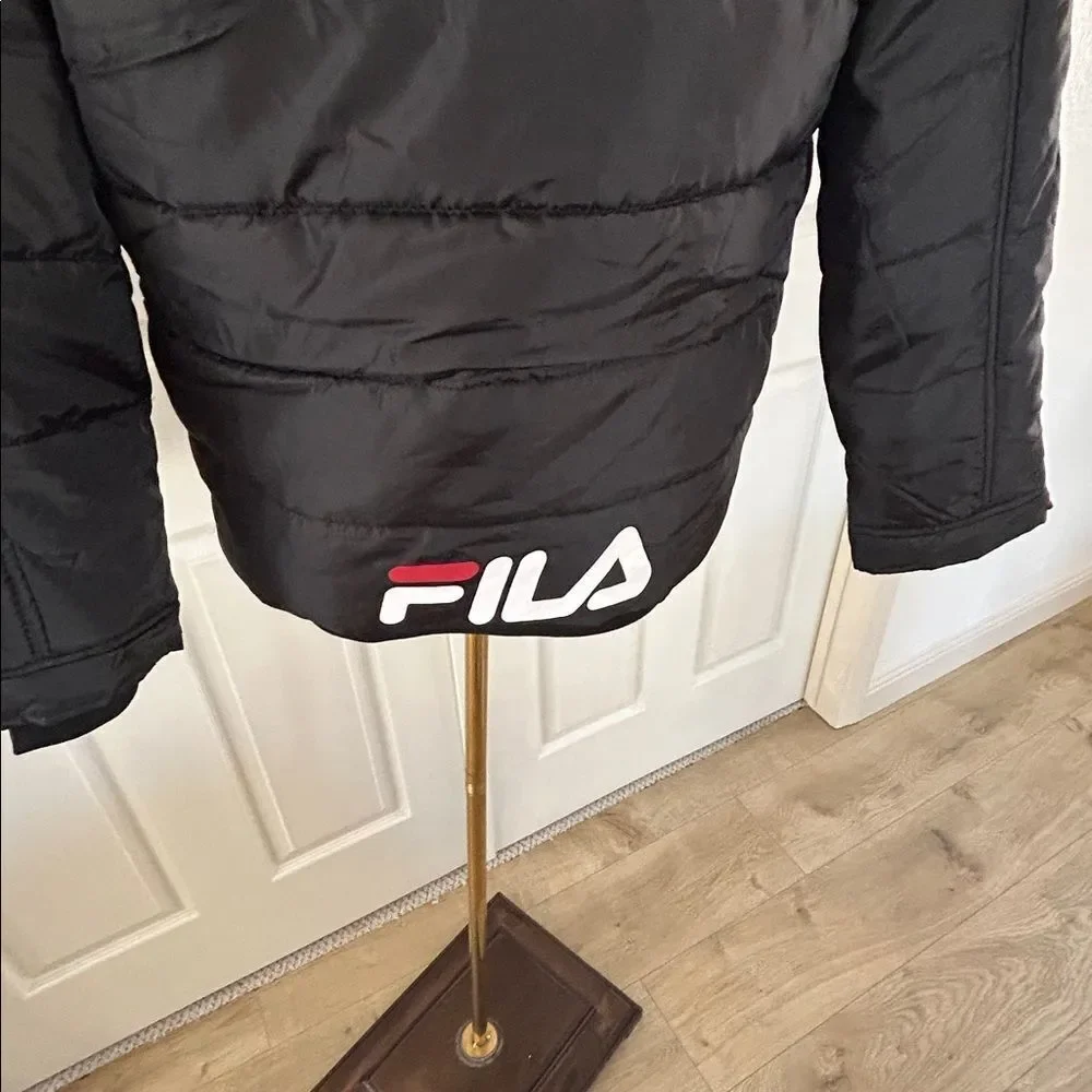 FILA Boys Puffer jacket with Hood, Black, Size Large 14/16, NWT